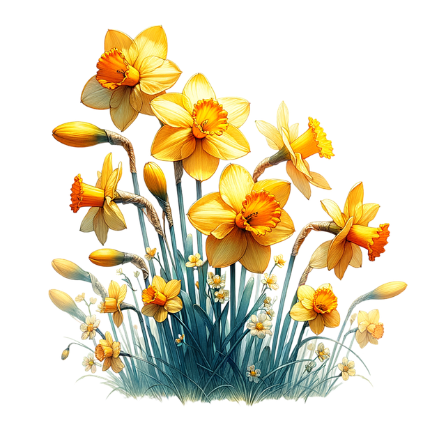 Free daffodil spring flowers illustration