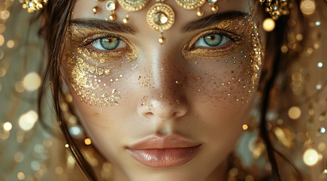 Free woman makeup gold illustration