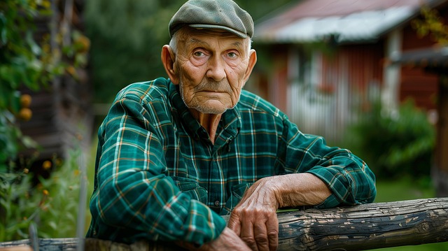Free elderly contemplative outdoors illustration