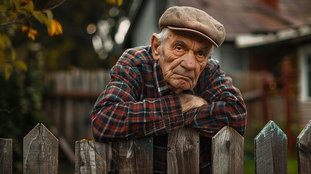Free elderly man plaid shirt flat cap illustration