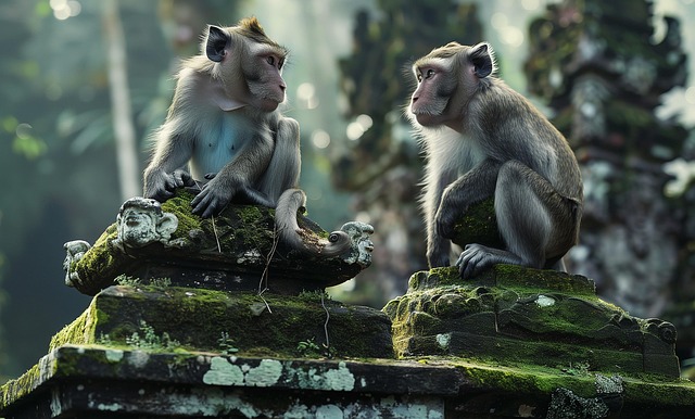 Free ai generated monkeys macaques illustration