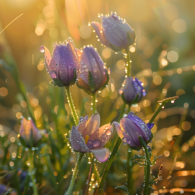 Free flowers dew grass illustration