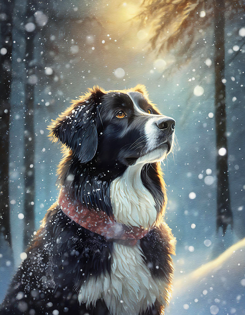 Free dog snow winter illustration