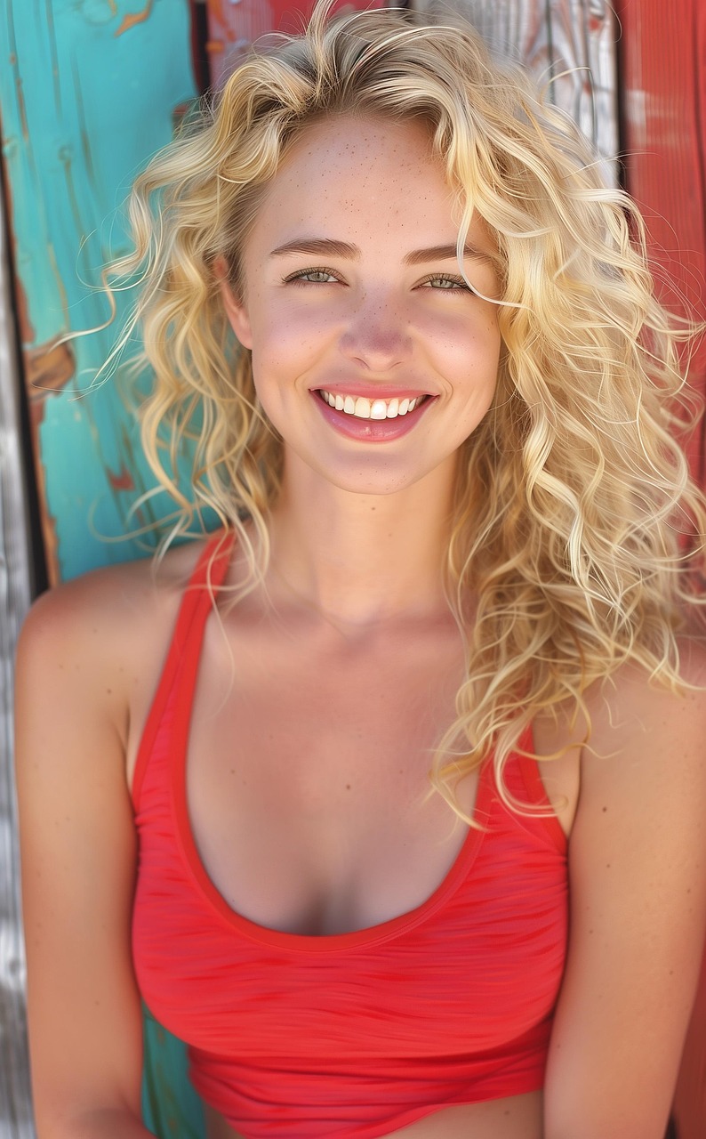 Download Freckles, Red Top, Smiling. Royalty Free Stock Illustration