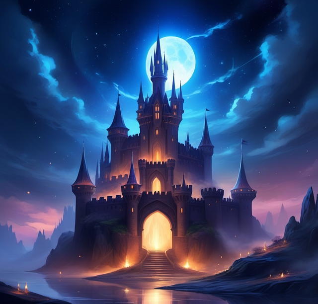 Download free HD stock image of Ai Generated Castle Free ai generated castle night illustration