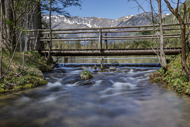 See, Brücke, Alpen, Bach, Natur