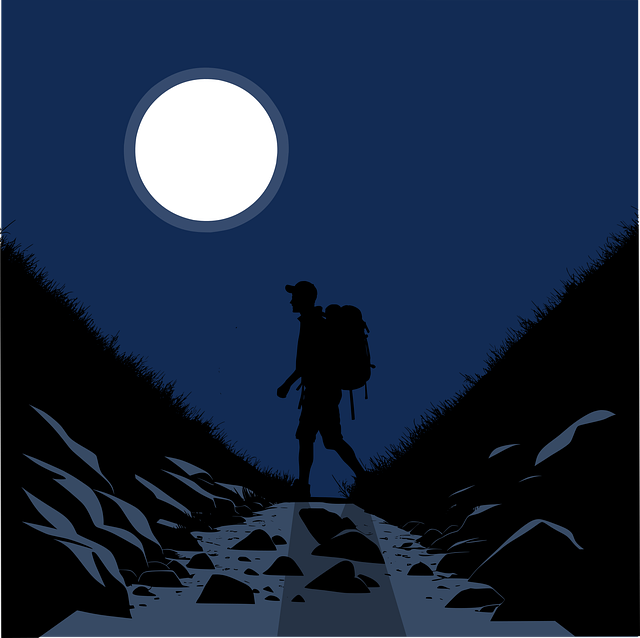 Free night hiking moon vector
