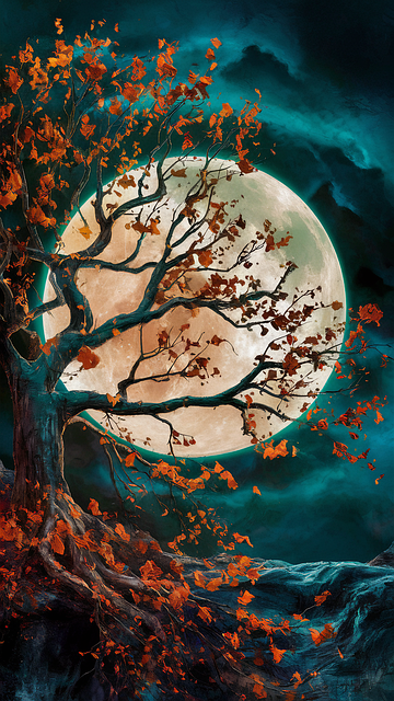 Free ai generated moon autumn illustration