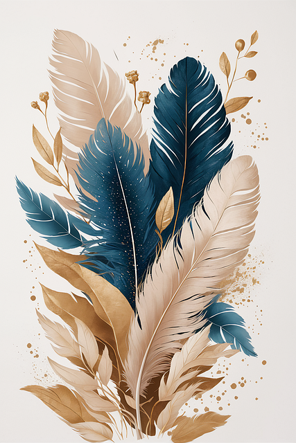 Free ai generated leaves feathers illustration