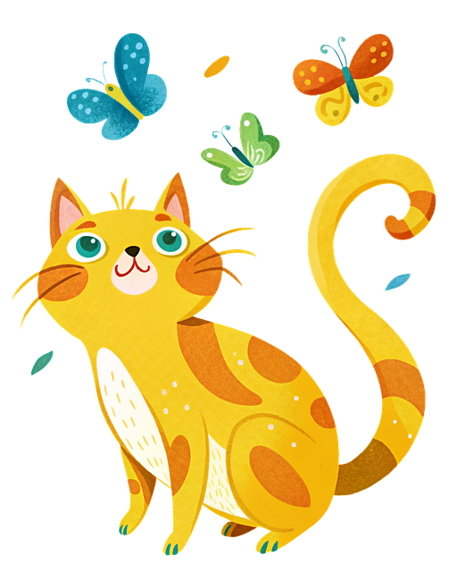 Ai Generiert, Katze, Schmetterlinge