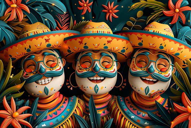 Free ai generated skull cinco de mayo illustration