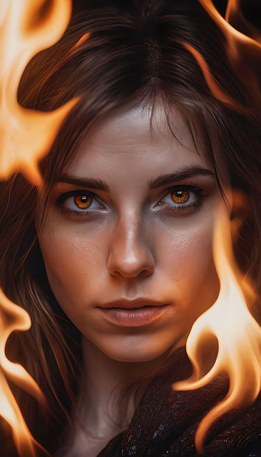 Free ai generated woman fire illustration
