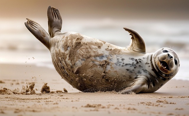 Free seal playful rolling illustration
