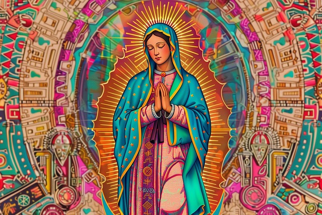 Free virgin mary modern art vibrant colors illustration