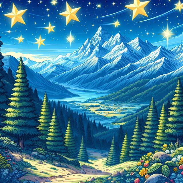 Free ai generated mountains landscape illustration