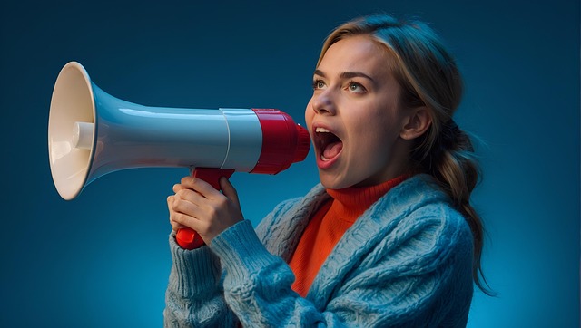 Free ai generated woman megaphone illustration