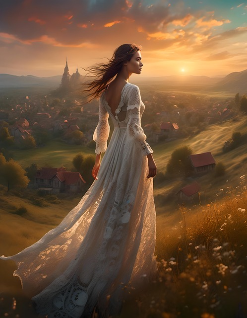 Free ai generated woman hill illustration