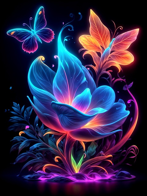 Free ai generated flower butterflies illustration
