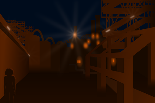 Industriell, Nacht, Mühle, Verfall