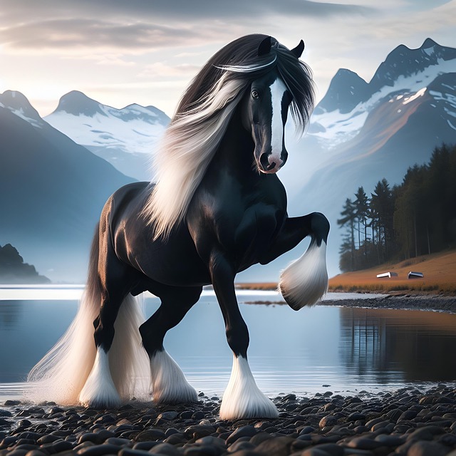 Ai Generiert, Pferd, See, Natur, Hengst