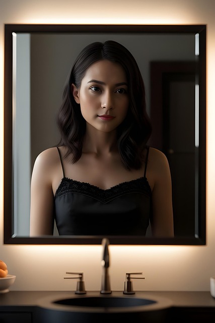 Free ai generated woman mirror illustration