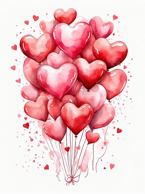 Ai Generiert, Herz, Ballons, Aquarell