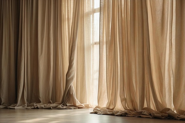 Free ai generated beige curtains illustration
