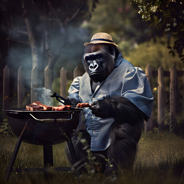 Free ai generated grilling gorilla illustration