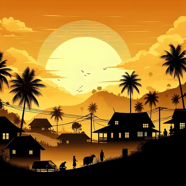 Free ai generated village houses illustration