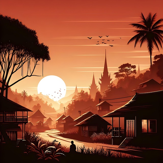 Free ai generated village houses illustration