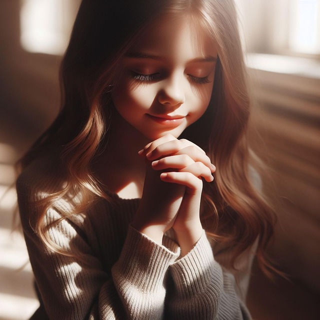 Free ai generated girl praying illustration