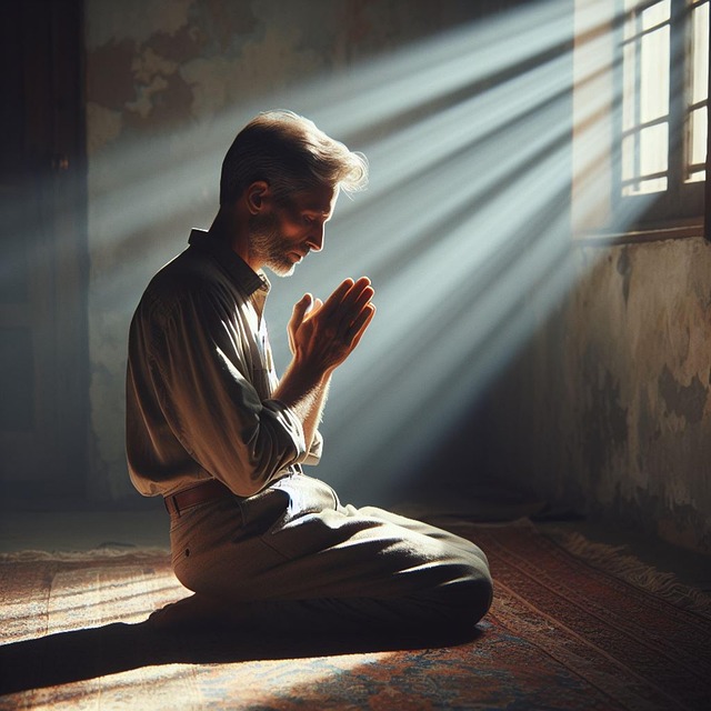 Free ai generated man praying illustration