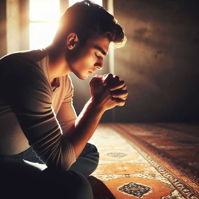 Free ai generated man praying illustration