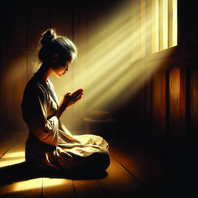 Free ai generated woman praying illustration