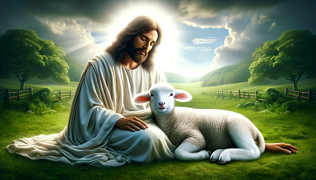Free ai generated christ our shepherd lamb's spirit illustration
