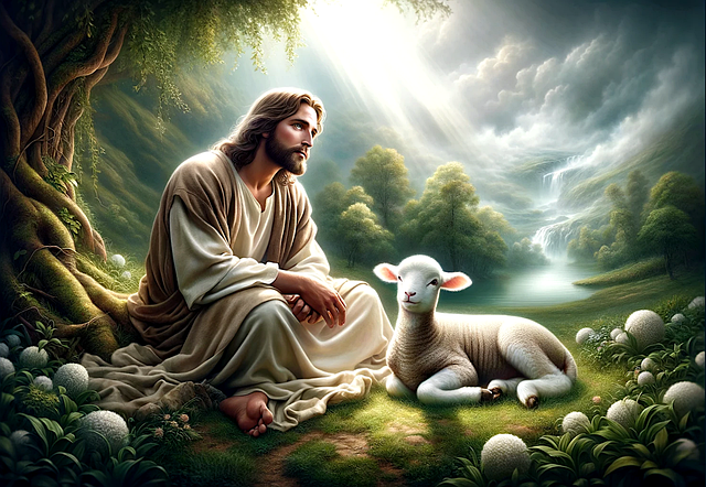 Free ai generated lamb of faith jesus the redeemer illustration