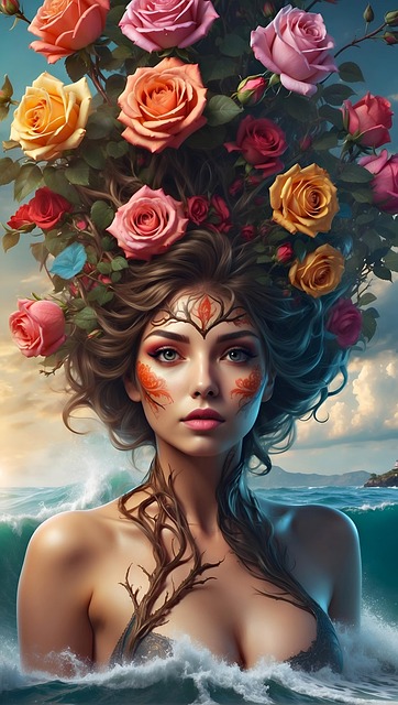 Free ai generated woman nature illustration