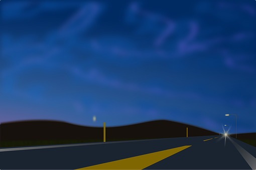 Nacht, Straße, Dämmerung, Sonnenaufgang