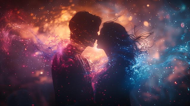 Free ai generated couple kiss illustration