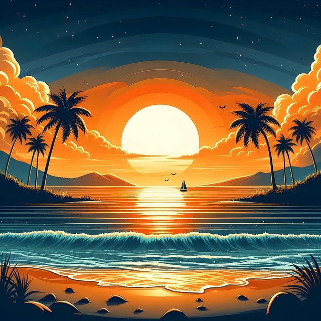 Free Ai Generated Beach illustration and picture