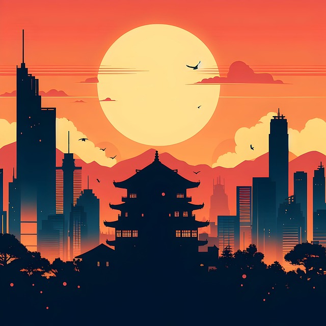 Free ai generated city sunset illustration