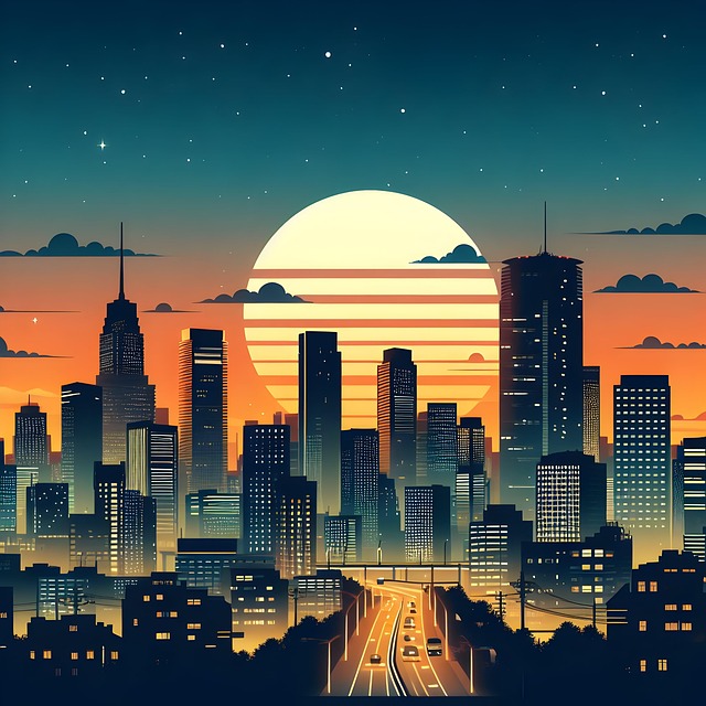 Free ai generated city sunset illustration