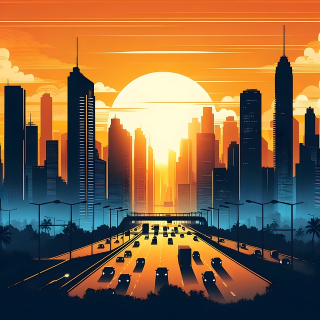 Free ai generated city sunset illustration