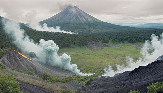 Free volcanoes nature landscape illustration
