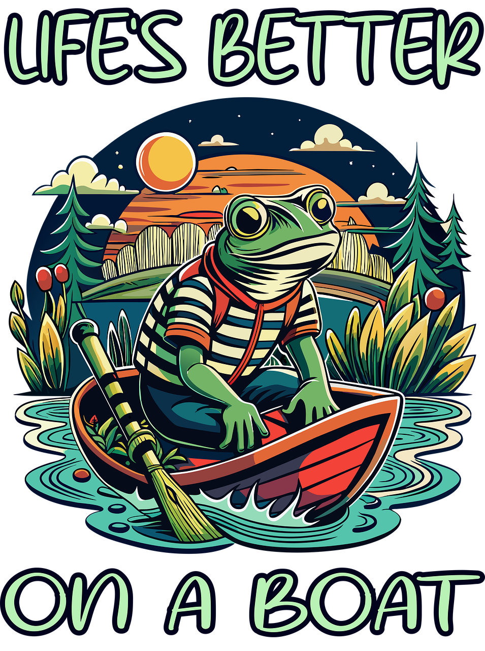 download-life-s-better-on-a-boat-boat-anime-t-shirt-royalty-free