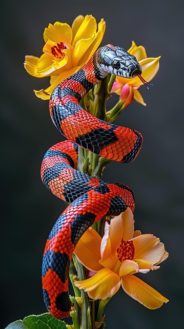 Free snake coral flowers illustration