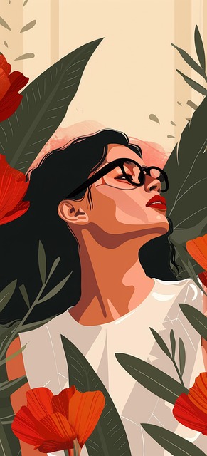 Free women leaf flower illustration