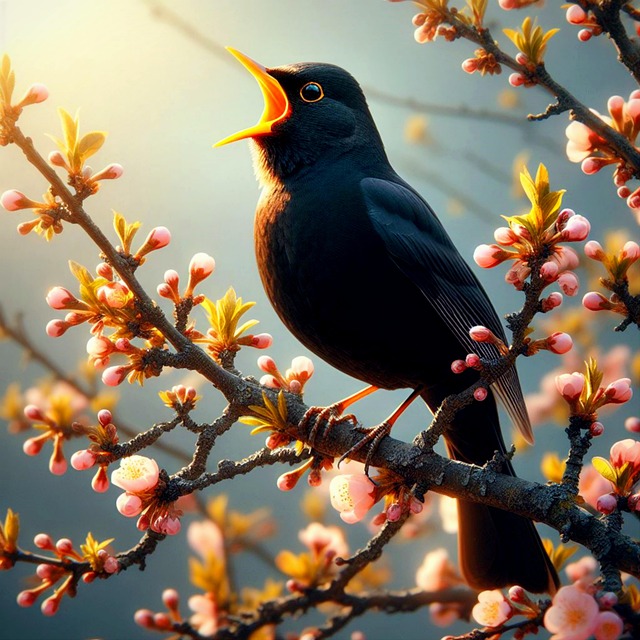 Free amsel frühling singvogel illustration