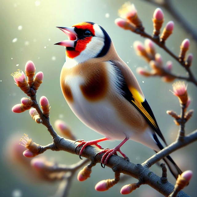 Free stieglitz singvogel frühling illustration