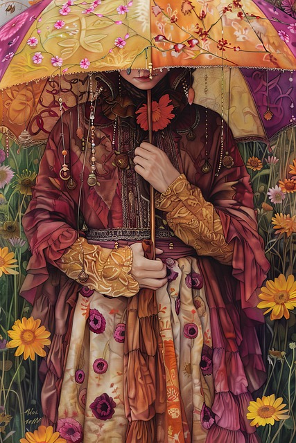 Download free HD stock image of Ai Generated Woman Free ai generated woman umbrella illustration